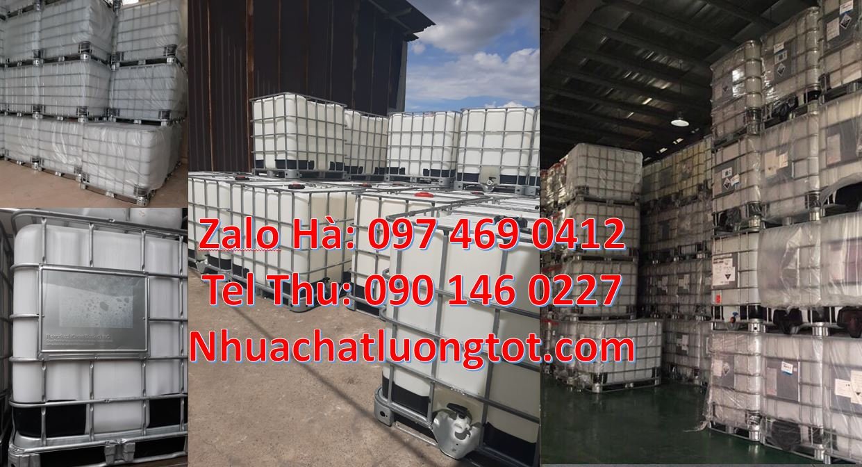 Bán thùng nhựa ibc 1000l nắp chiết rót,tank nhựa 1000l có khung thép c