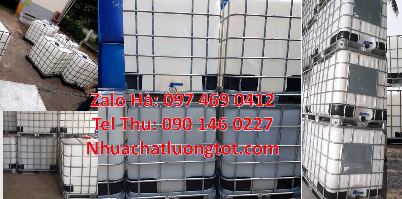 Bán thùng nhựa ibc 1000l nắp chiết rót,tank nhựa 1000l có khung thép c