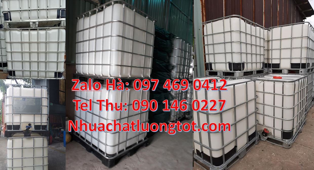 Bán thùng nhựa ibc 1000l nắp chiết rót,tank nhựa 1000l có khung thép c
