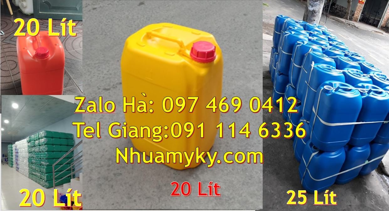 Bán can nhựa 20l có nắp thoát khí đựng xăng dầu,can nhựa 18l màu xanh
