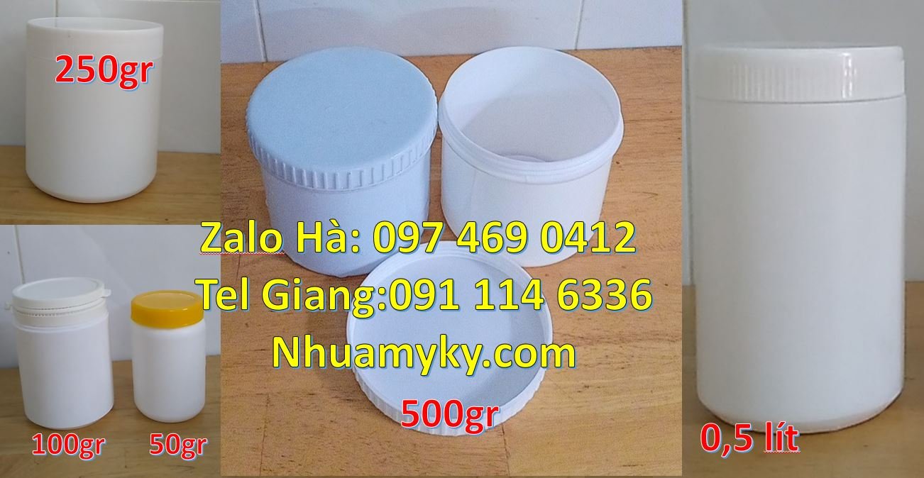 Bán hũ nhựa 500g đựng kem dưỡng da,hũ nhựa 100g đựng bột nghệ giá rẻ
