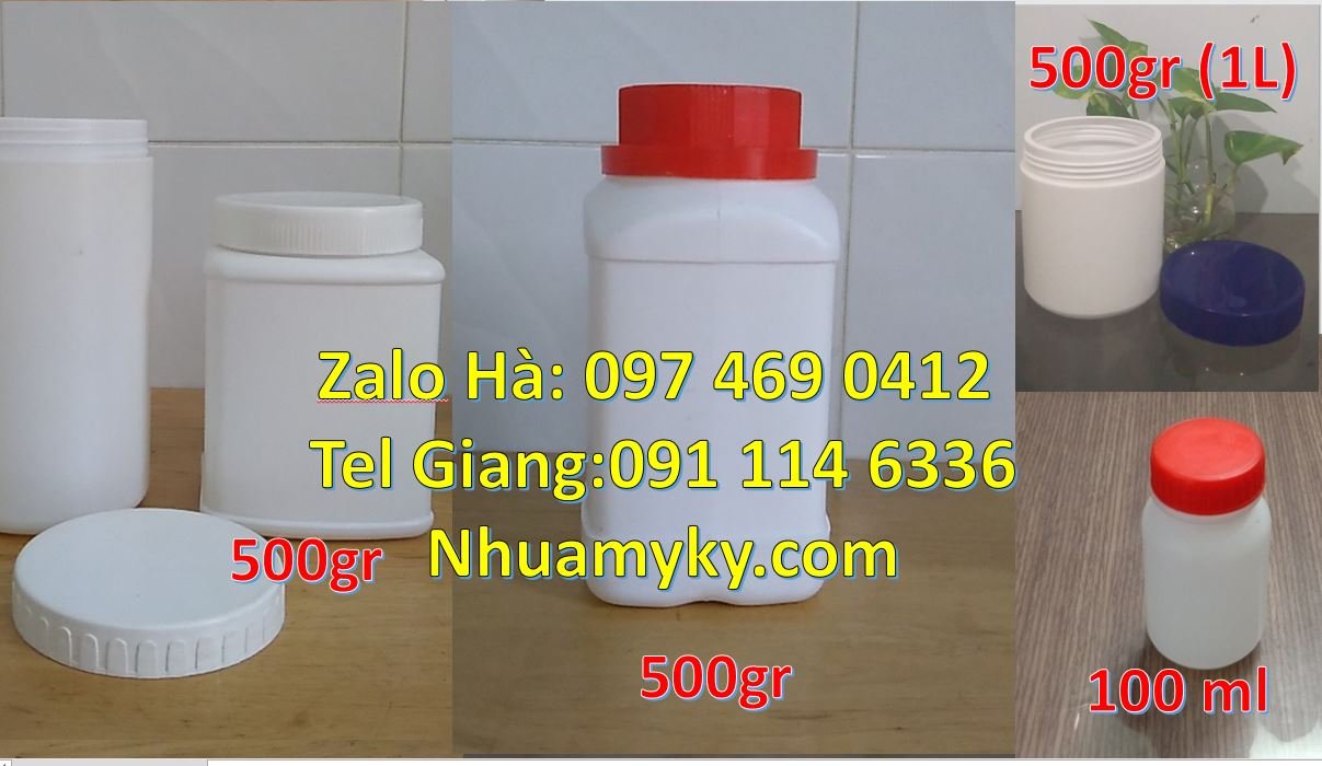 Bán hũ nhựa 500g đựng kem dưỡng da,hũ nhựa 100g đựng bột nghệ giá rẻ