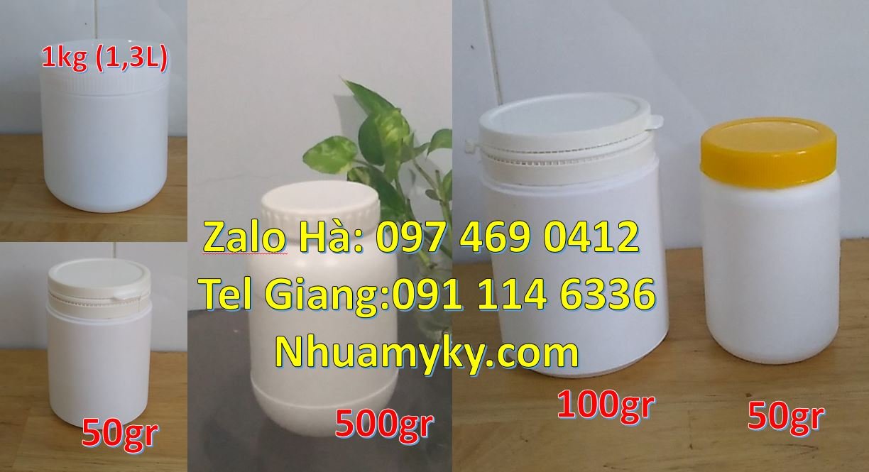 Bán hũ nhựa 500g đựng kem dưỡng da,hũ nhựa 100g đựng bột nghệ giá rẻ