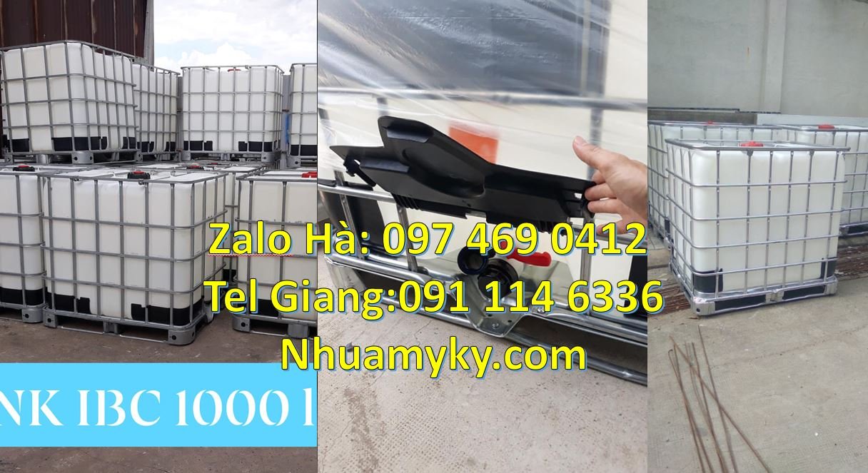 Bán thùng nhựa ibc 1000l có khung thép bảo vệ,tank nhựa 1000l nắp chiê
