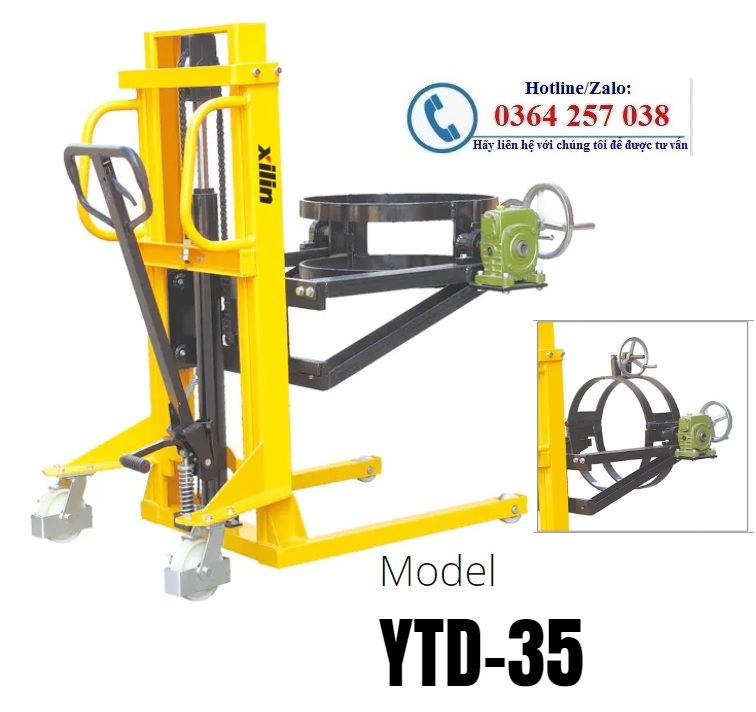 Xe nâng phuy, xe nâng quay đổ phuy bằng cơ và điện giá rẻ