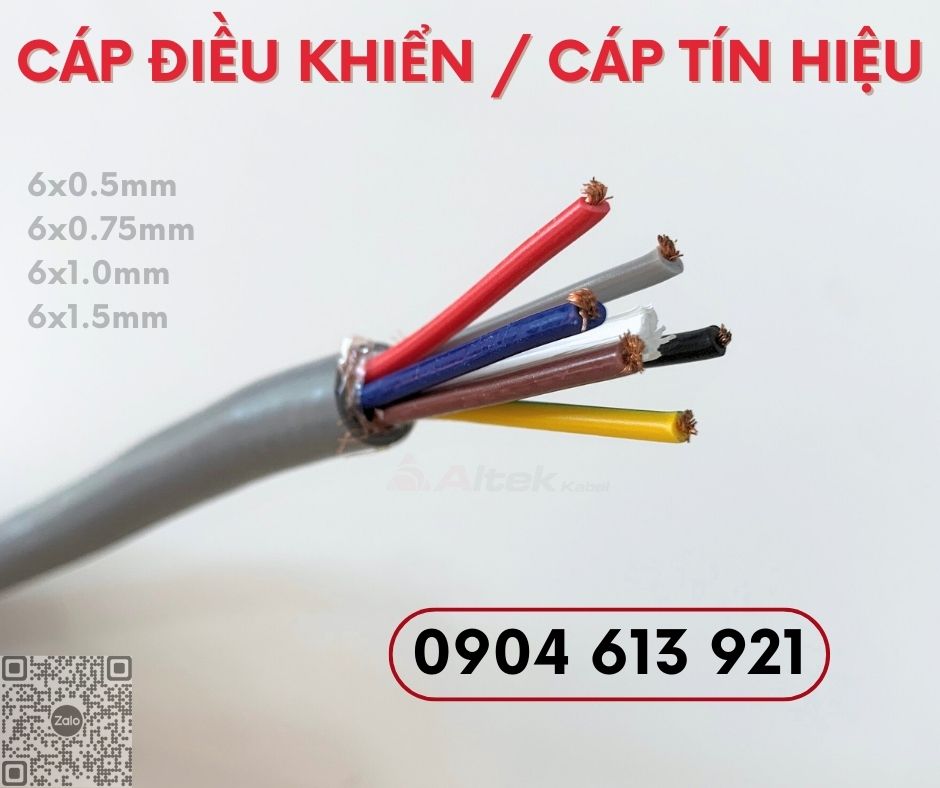 Dây cáp điều khiển, cáp tín hiệu 6x0.5mm/6x0.75mm/6x1.0mm/6x1.0mm