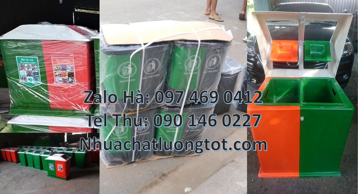Bán thùng phân loại rác 2 ngăn 2 màu giá rẻ,thùng rác 3 ngăn có nắp la