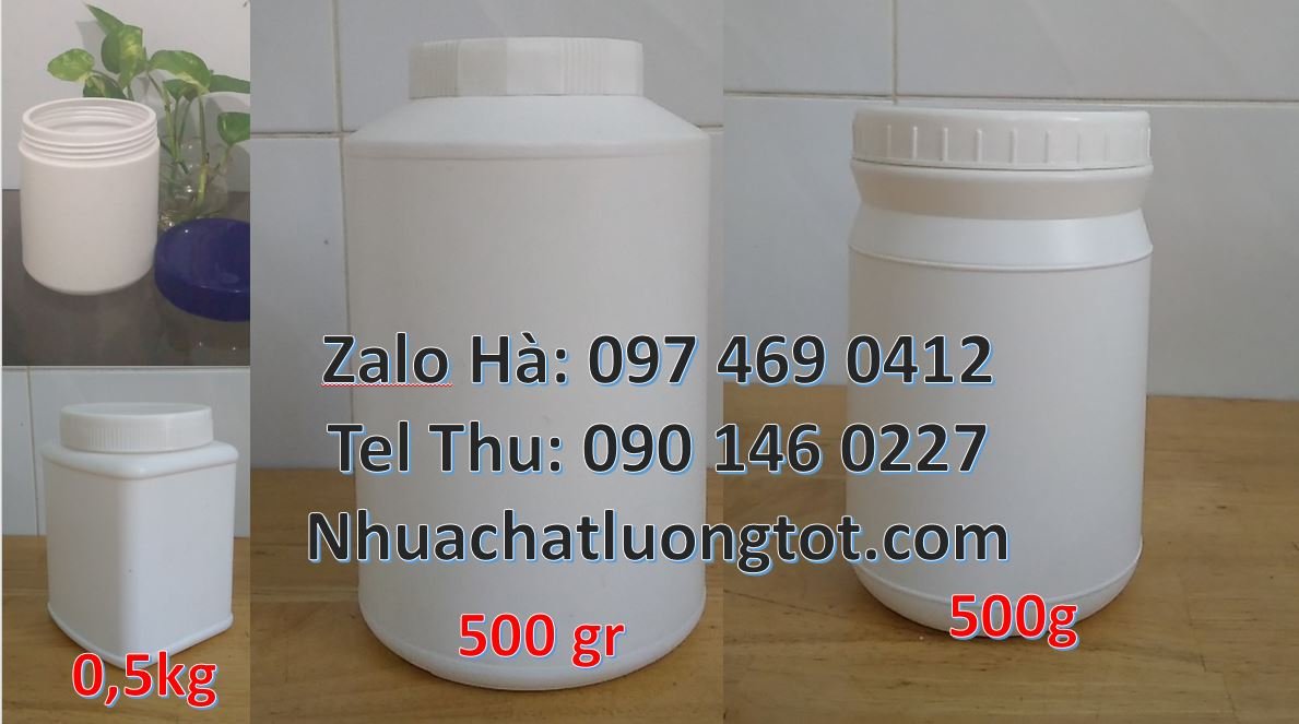Bán hũ nhựa 1kg đựng hóa chất công nghiệp,hũ nhựa 500g đựng bột ngọt