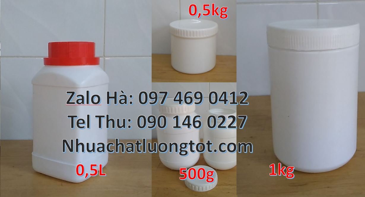 Bán hũ nhựa 1kg đựng hóa chất công nghiệp,hũ nhựa 500g đựng bột ngọt