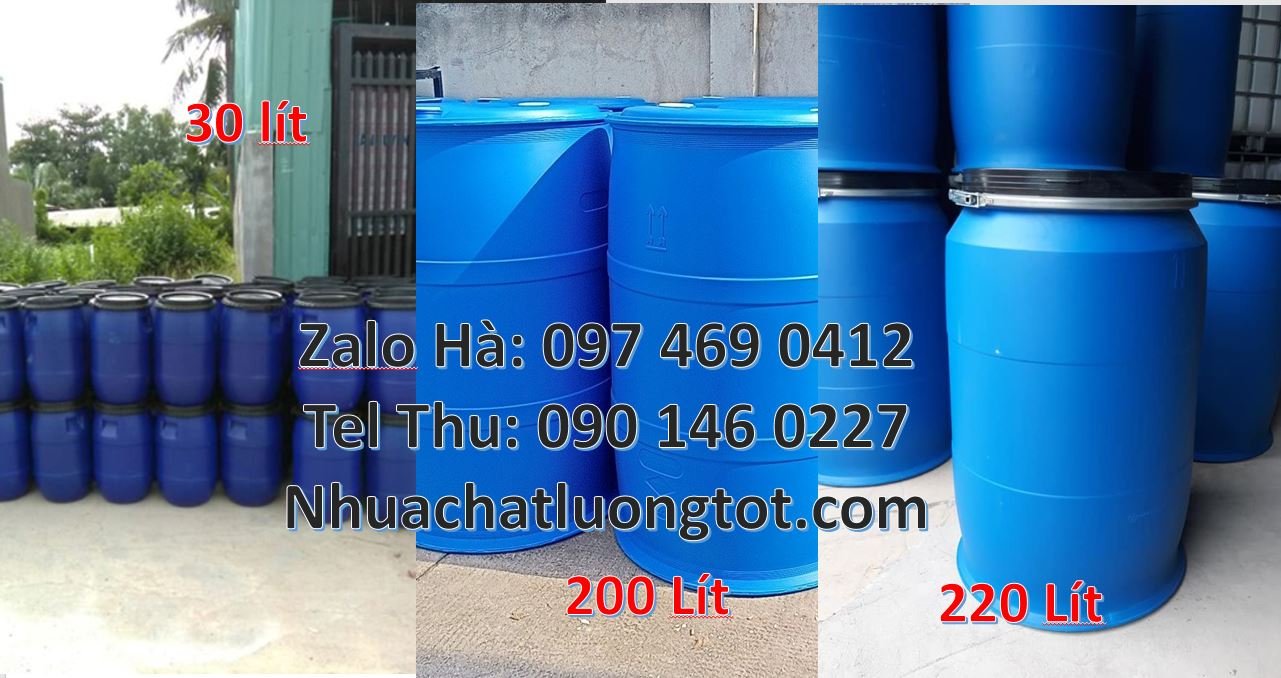 Bán thùng phuy nhựa 220l có nắp chiết rót,thùng phuy 30l đựng thực pha