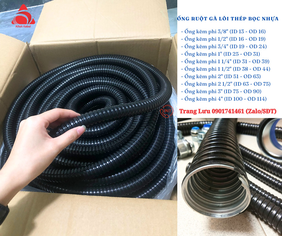 Ống ruột gà lõi thép 1inch phi 32 tại Đà Nẵng