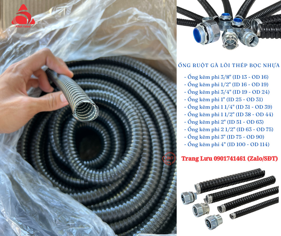 Ống ruột gà lõi thép 1inch phi 32 tại Đà Nẵng