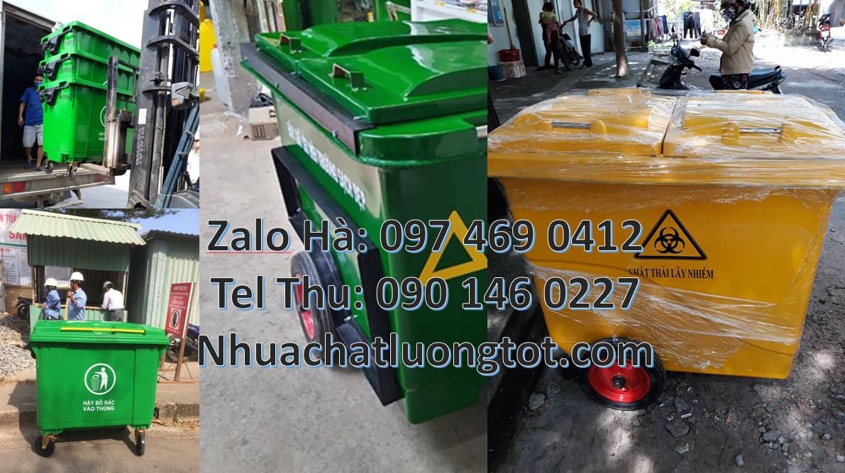 Bán xe thu gom rác 660l có tay đẩy 3 bánh hơi,xe thu gom rác 1000l 4 b