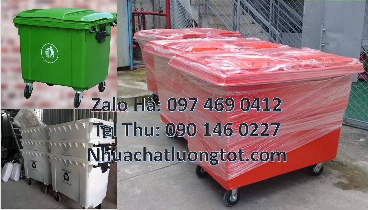 Bán xe thu gom rác 660l có tay đẩy 3 bánh hơi,xe thu gom rác 1000l 4 b
