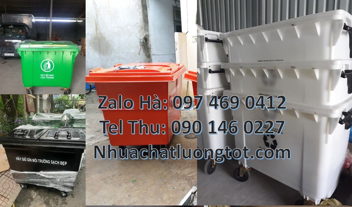 Bán xe thu gom rác 660l có tay đẩy 3 bánh hơi,xe thu gom rác 1000l 4 b