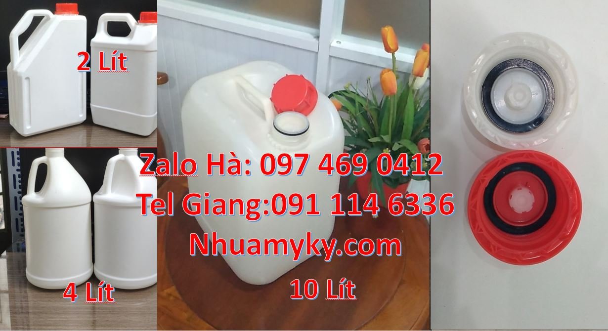 Bán can nhựa 10l có nắp thoát khí đựng nước uống,can nhựa 4l đựng tươn