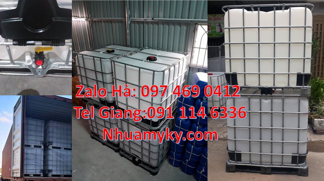 Bán thùng nhựa ibc 1000l màu trắng có khung thép,tank nhựa 1000l giá r
