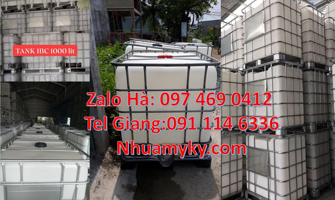 Bán thùng nhựa ibc 1000l màu trắng có khung thép,tank nhựa 1000l giá r