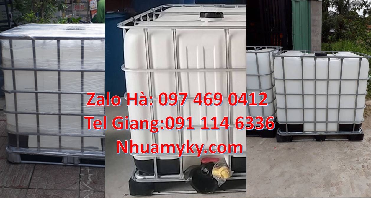 Bán thùng nhựa ibc 1000l màu trắng có khung thép,tank nhựa 1000l giá r