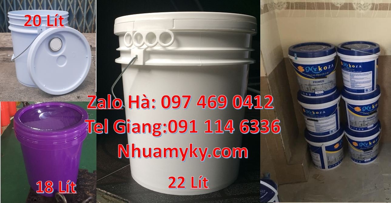 Bán thùng đựng sơn 25l nắp chiết rót,thùng sơn 22l quai sắt đựng nước