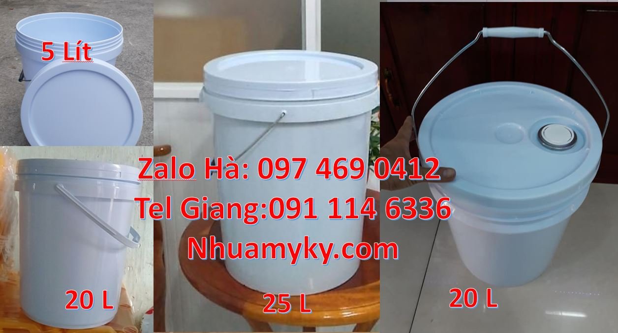 Bán thùng đựng sơn 25l nắp chiết rót,thùng sơn 22l quai sắt đựng nước