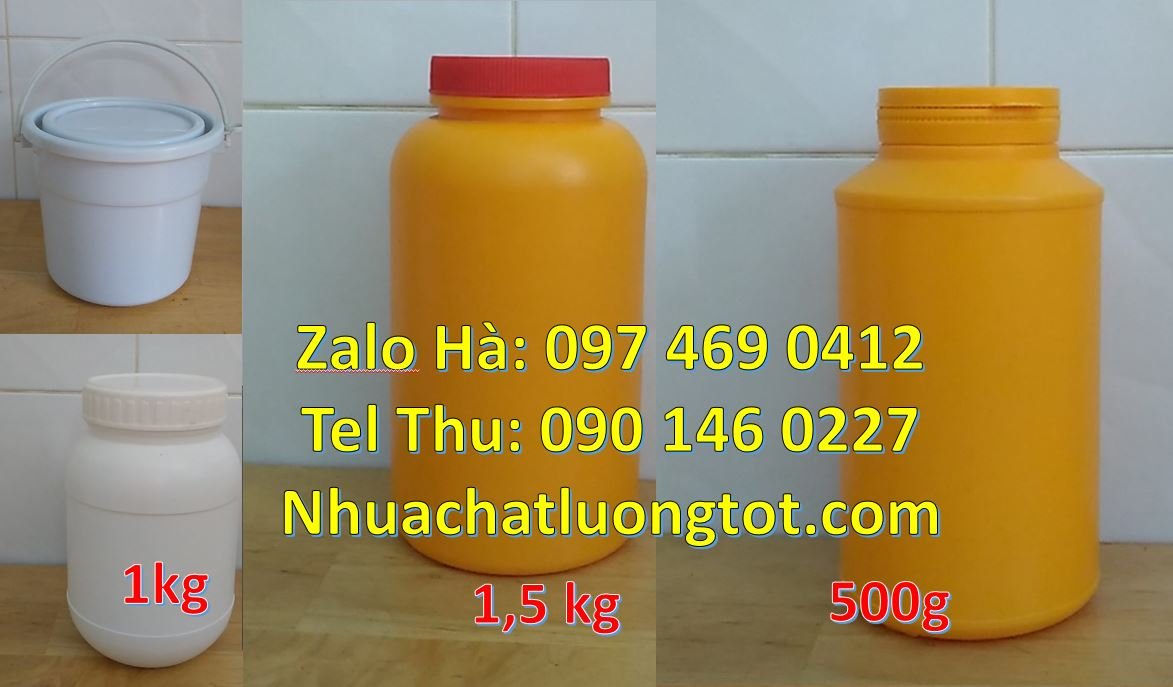 Bán hũ nhựa 1kg đựng mứt,hũ nhựa 0.5kg đựng gia vị nấu ăn bột ngọt đươ