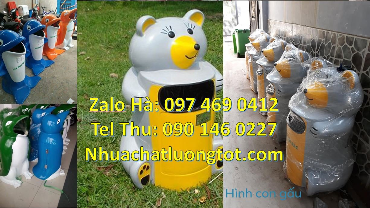 Bán thùng đựng rác hình con thú giá rẻ,thùng rác hình con cá heo màu x
