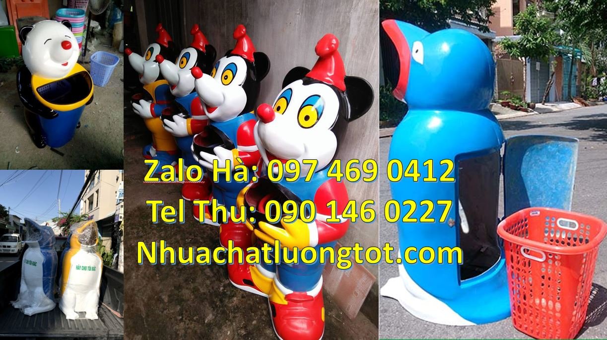 Bán thùng đựng rác hình con thú giá rẻ,thùng rác hình con cá heo màu x