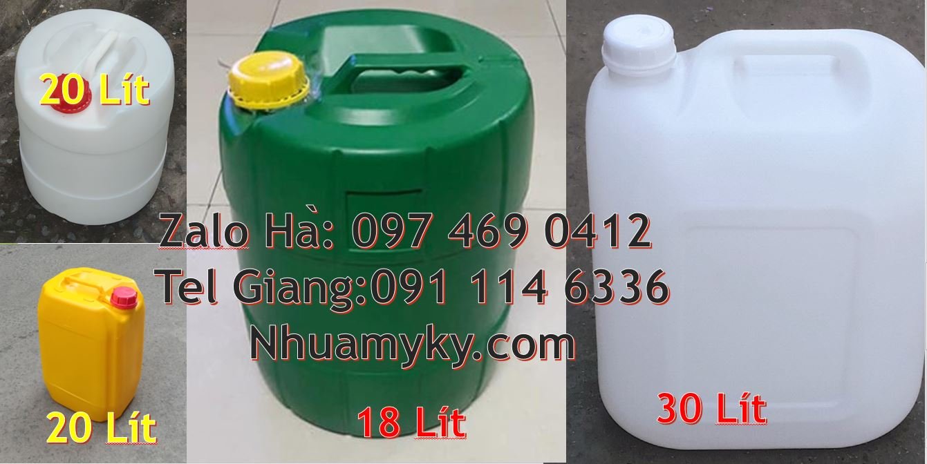 Bán can nhựa 18l có nắp thoát khí nắp vặn,can nhựa 25l vuông màu xanh