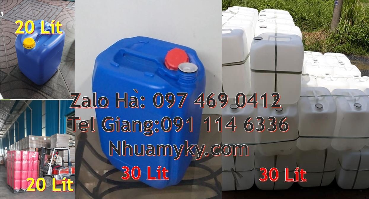 Bán can nhựa 18l có nắp thoát khí nắp vặn,can nhựa 25l vuông màu xanh
