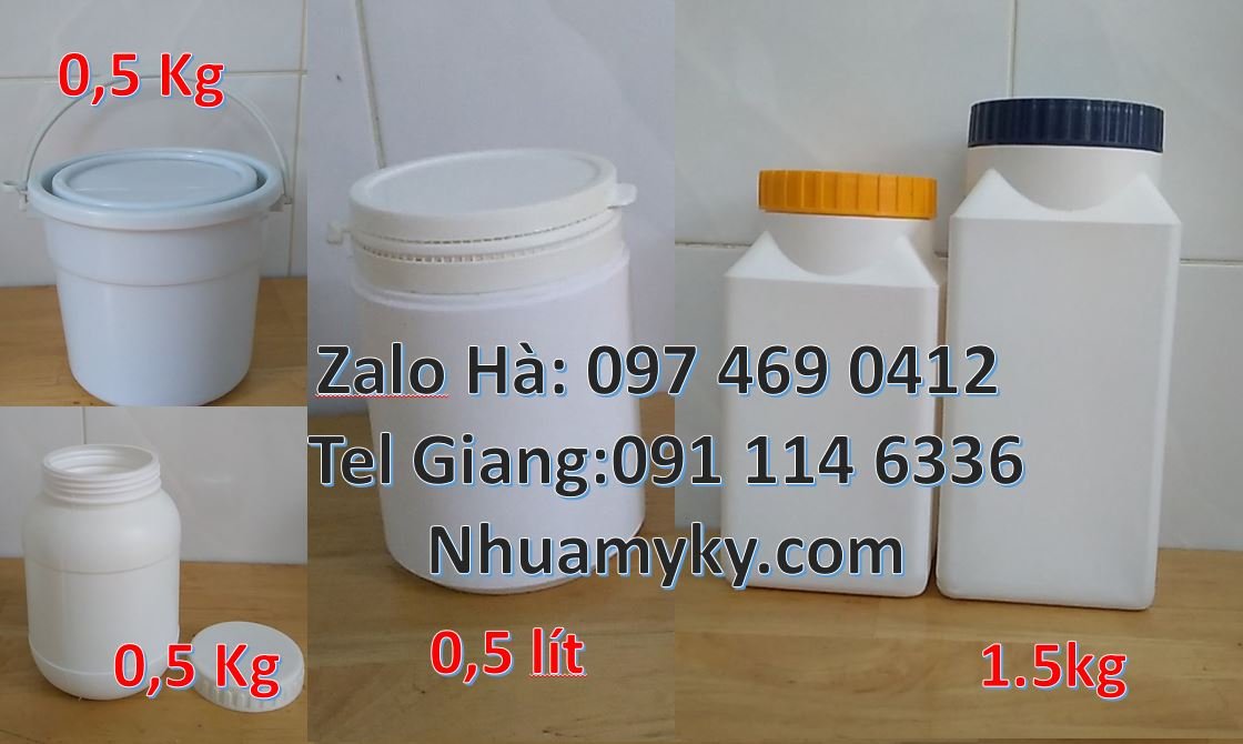Bán hũ nhựa đựng hóa chất, hũ nhựa 0.5kg đựng bột ngọt,hũ nhựa 50g gia