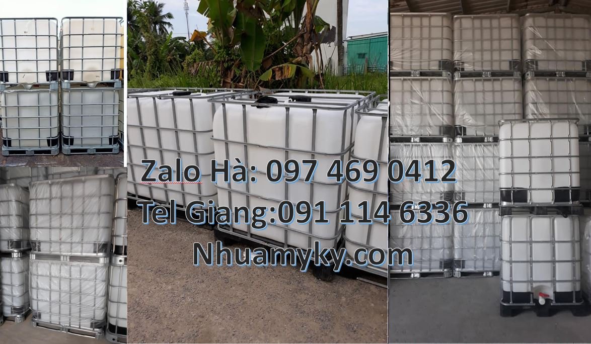 Bán tank nhựa 1000l có nắp chiết rót,thùng nhựa ibc 1000l có khung the
