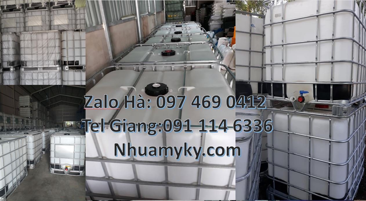 Bán tank nhựa 1000l có nắp chiết rót,thùng nhựa ibc 1000l có khung the