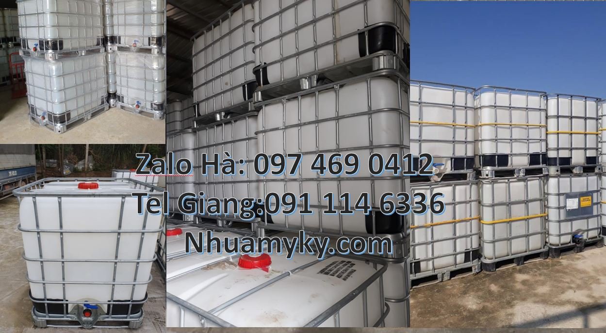 Bán tank nhựa 1000l có nắp chiết rót,thùng nhựa ibc 1000l có khung the