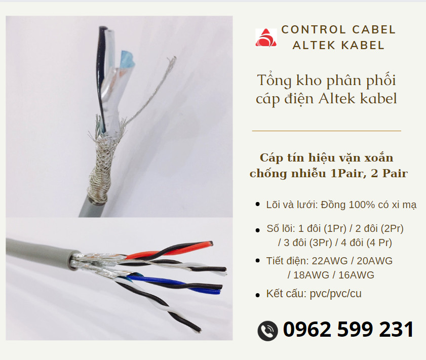Cáp tín hiện vặn xoắn Altek kabel 2 Pair 16AWG, 18AWG, 20AWG, 24AWG