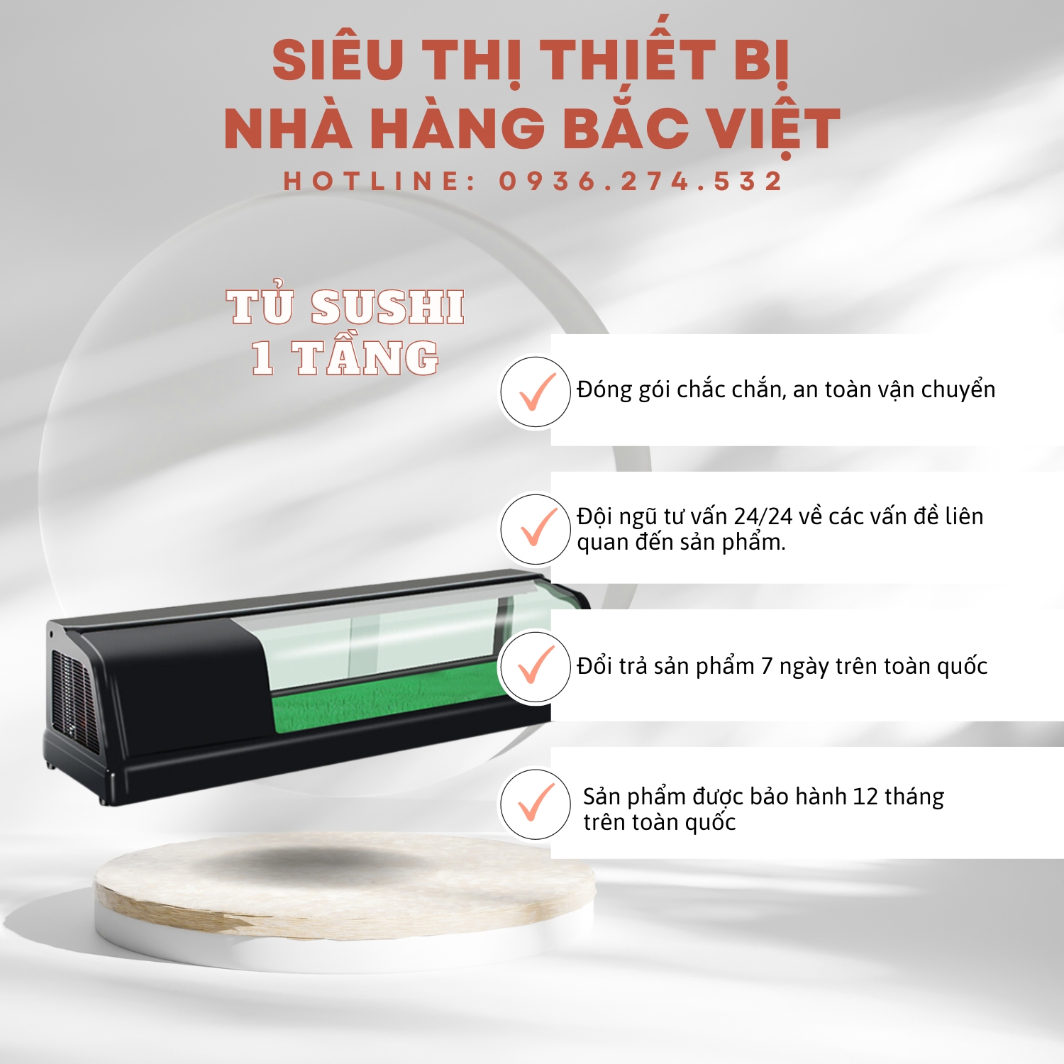 Tủ sushi 1 tầng: Sushi tươi ngon, sự bảo quản hoàn hảo