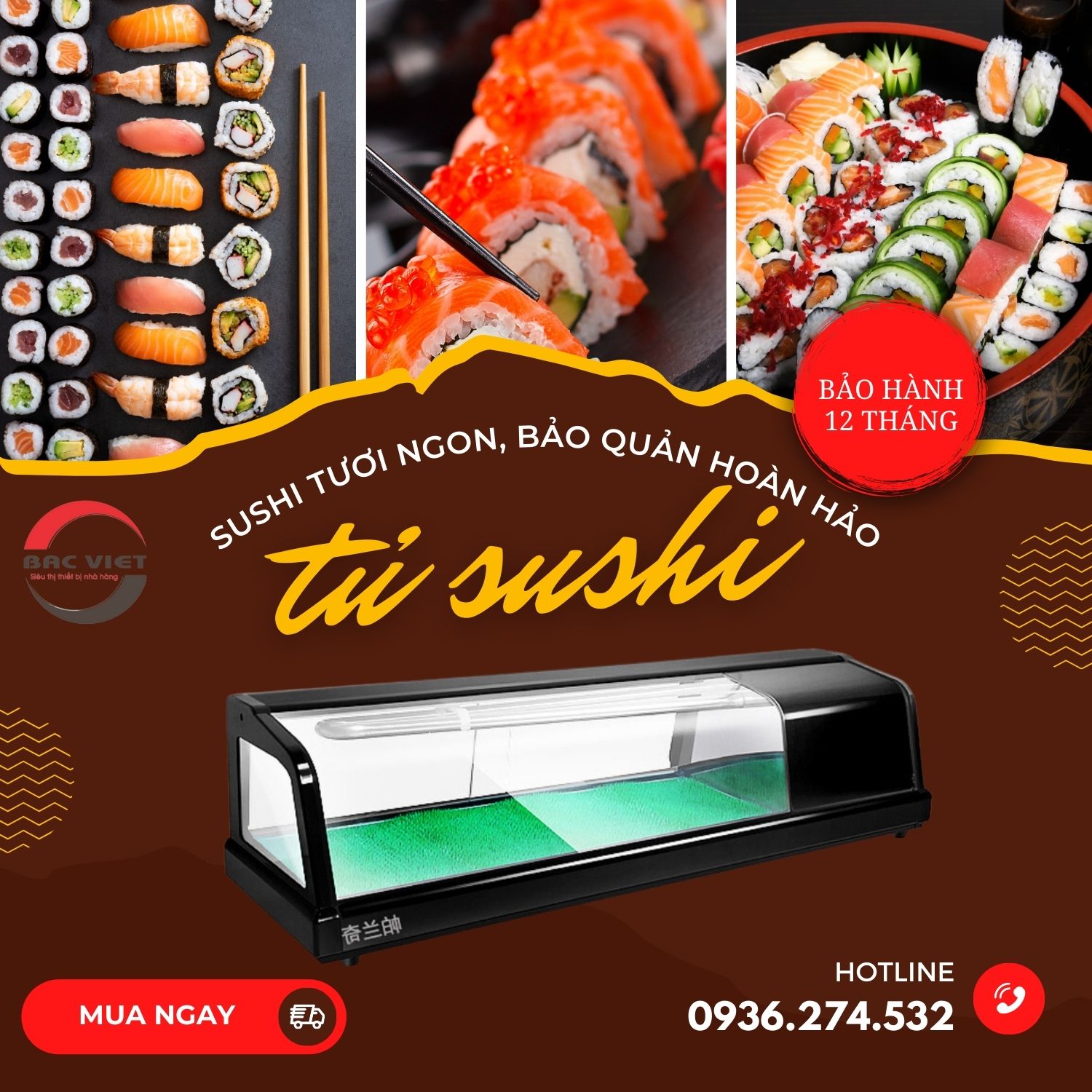 Tủ sushi 1 tầng: Sushi tươi ngon, sự bảo quản hoàn hảo