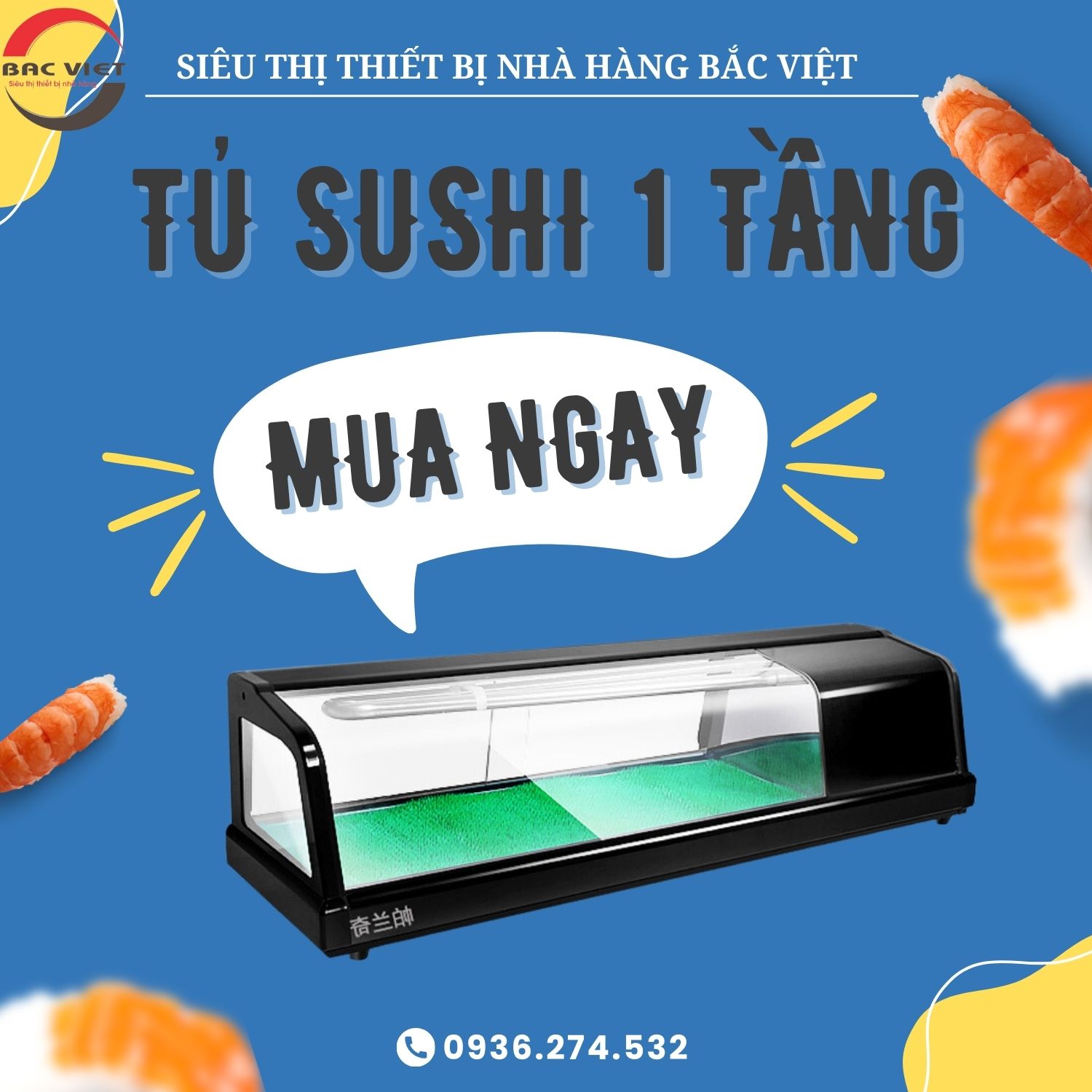 Tủ sushi 1 tầng: Sushi tươi ngon, sự bảo quản hoàn hảo