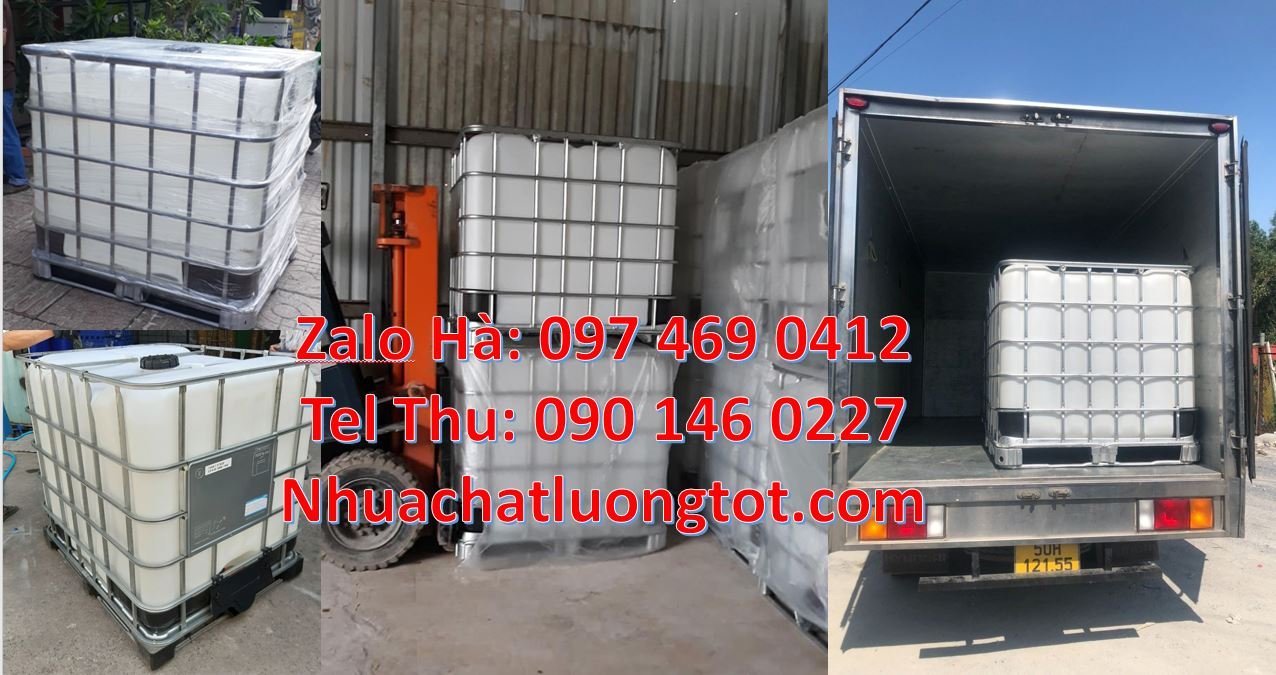 Bán thùng nhựa ibc 1000l cũ màu trắng có khung thép,tank nhựa 1000l rẻ