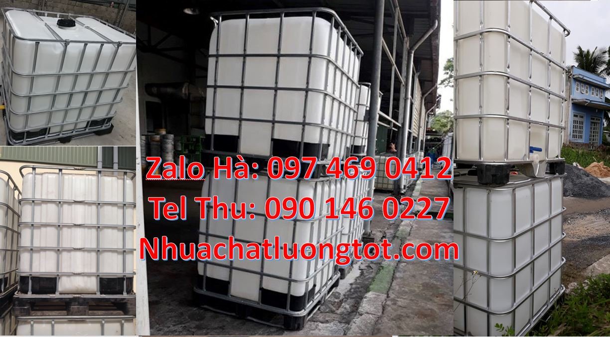 Bán thùng nhựa ibc 1000l cũ màu trắng có khung thép,tank nhựa 1000l rẻ