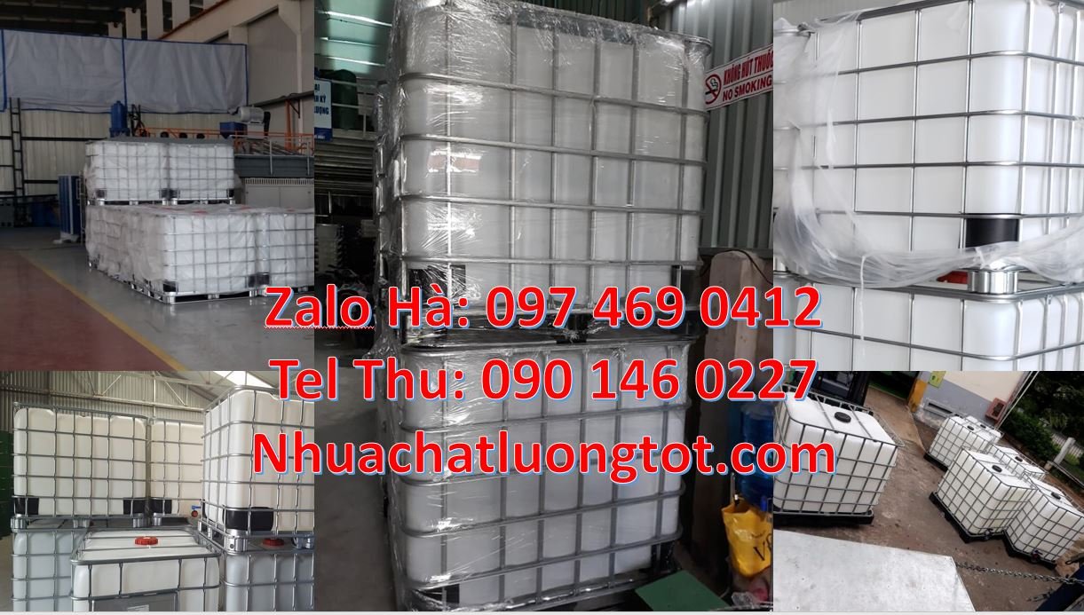 Bán thùng nhựa ibc 1000l cũ màu trắng có khung thép,tank nhựa 1000l rẻ