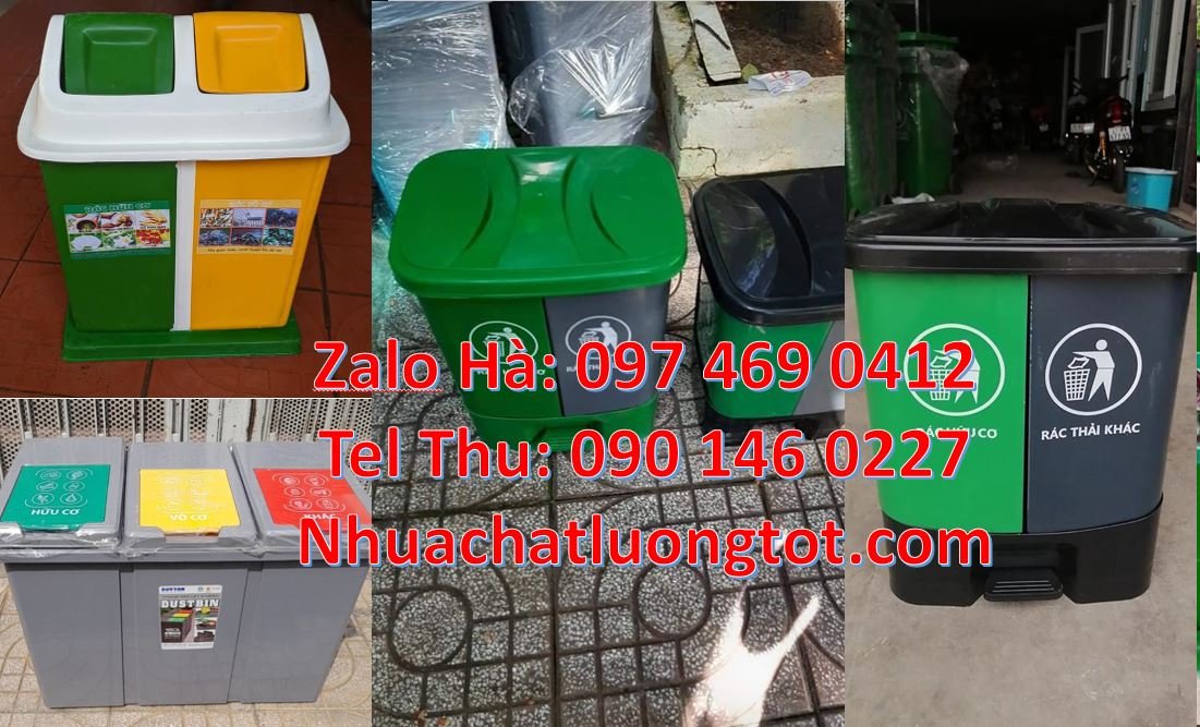 Bán thùng đựng rác 3 ngăn 3 màu có nắp đậy,thùng rác 2 ngăn 2 màu đạp