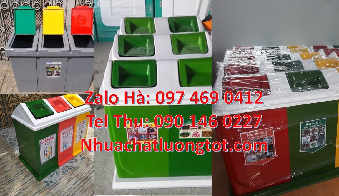 Bán thùng đựng rác 3 ngăn 3 màu có nắp đậy,thùng rác 2 ngăn 2 màu đạp