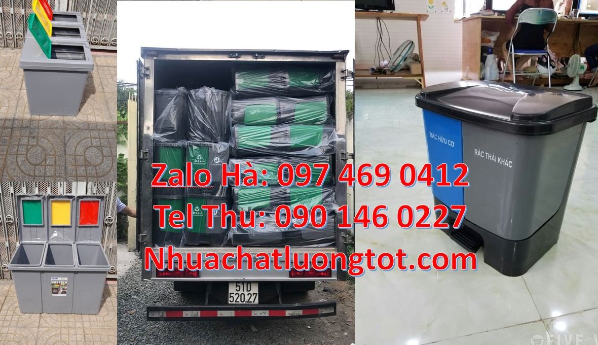 Bán thùng đựng rác 3 ngăn 3 màu có nắp đậy,thùng rác 2 ngăn 2 màu đạp