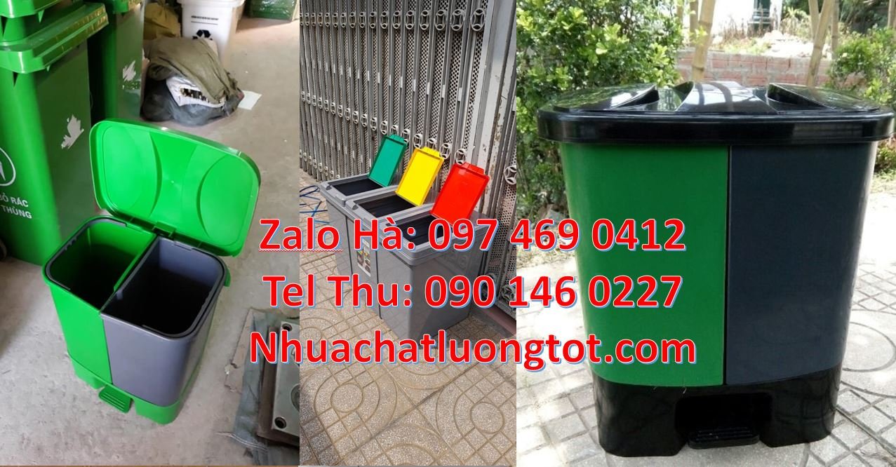 Bán thùng đựng rác 3 ngăn 3 màu có nắp đậy,thùng rác 2 ngăn 2 màu đạp