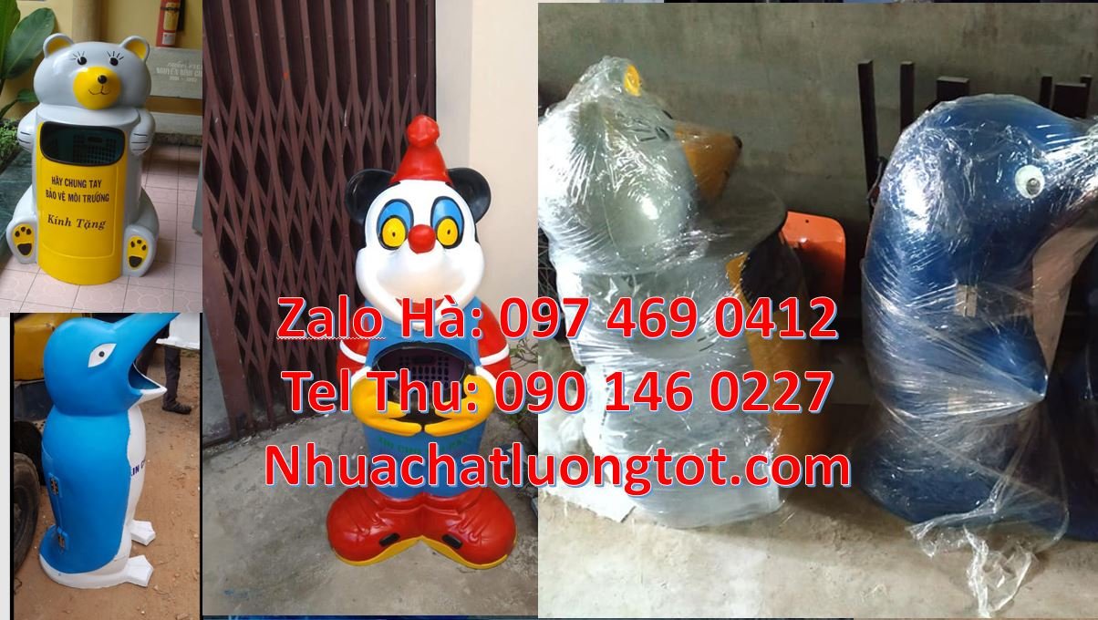 Bán thùng rác hình con thú giá rẻ,thùng rác hình con chim cánh cụt mới