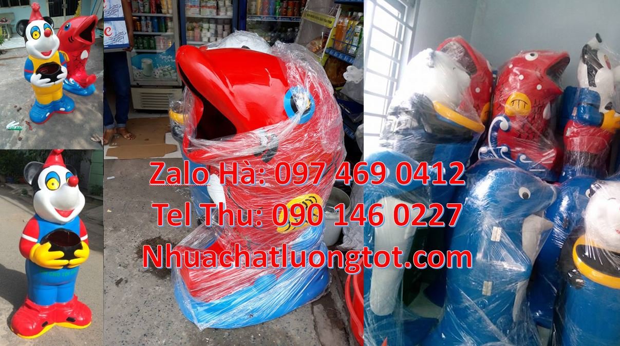 Bán thùng rác hình con thú giá rẻ,thùng rác hình con chim cánh cụt mới