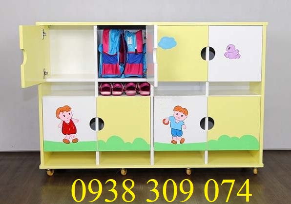 Tủ cặp dép cho bé mầm non giá rẻ tận xưởng, chất lượng cao