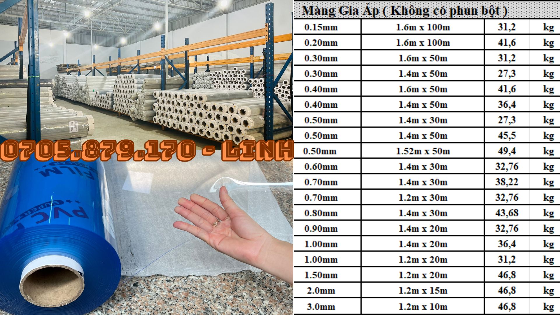 Bán Màng Nhựa PVC Dẻo Trong Suốt Không Bột tại Tp.HCM