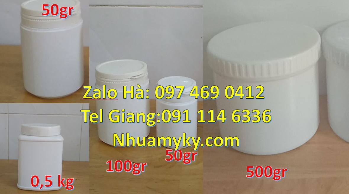 Bán hũ nhựa 100g đựng bột ngọt,hũ nhựa 0.5kg đựng hóa chất giá rẻ hcm